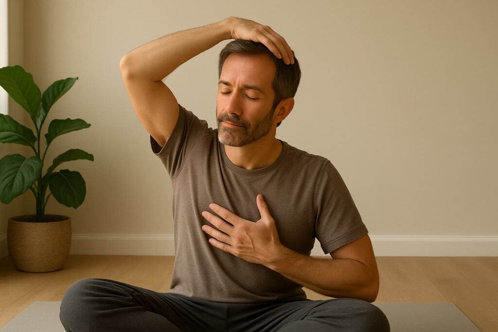 Somatic yoga man doing