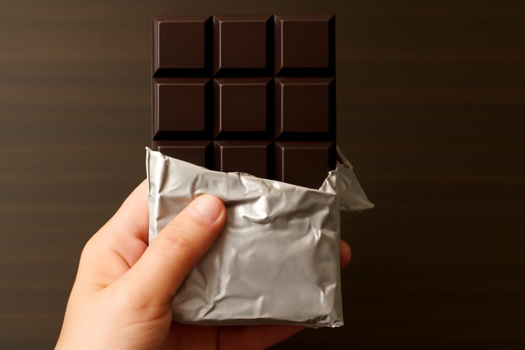 a person holding dark chockelate