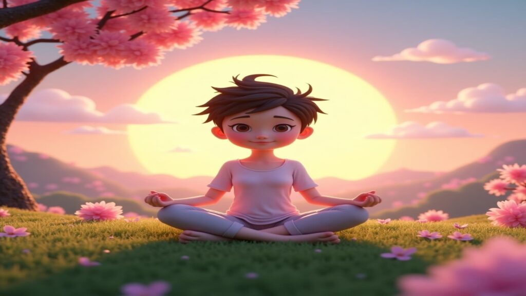 child doing meditation